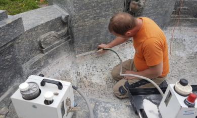 micro-sanding on the fountains dried